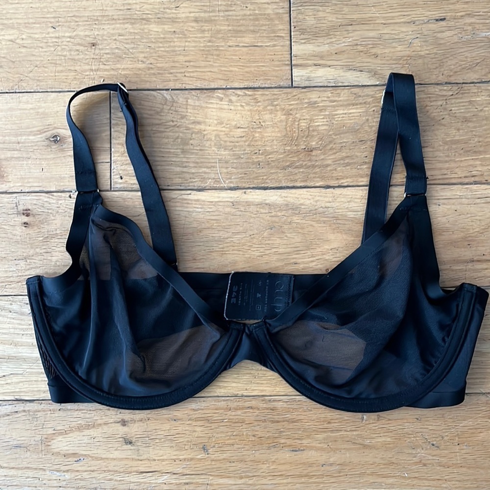 CUUP mesh the plunge bra black 34E